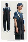 Mens Overalls Loose Fit Casual Pants Broadcloth