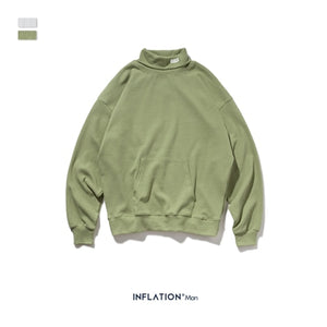 Cowl-neck Waffle Material Sweatshirt