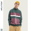 INFLATION Men High-collar Sweatshirt Block-color Men's Sweatshirt  Pouch Pocket Loose Fit Mens Streetwear Sweatshirt 9645W