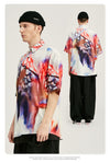 Abstract Printing Short Sleeve Fllanel