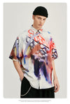 Abstract Printing Short Sleeve Fllanel