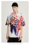 Abstract Printing Short Sleeve Fllanel