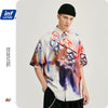 Abstract Printing Short Sleeve Fllanel