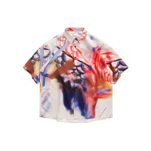 Abstract Printing Short Sleeve Fllanel